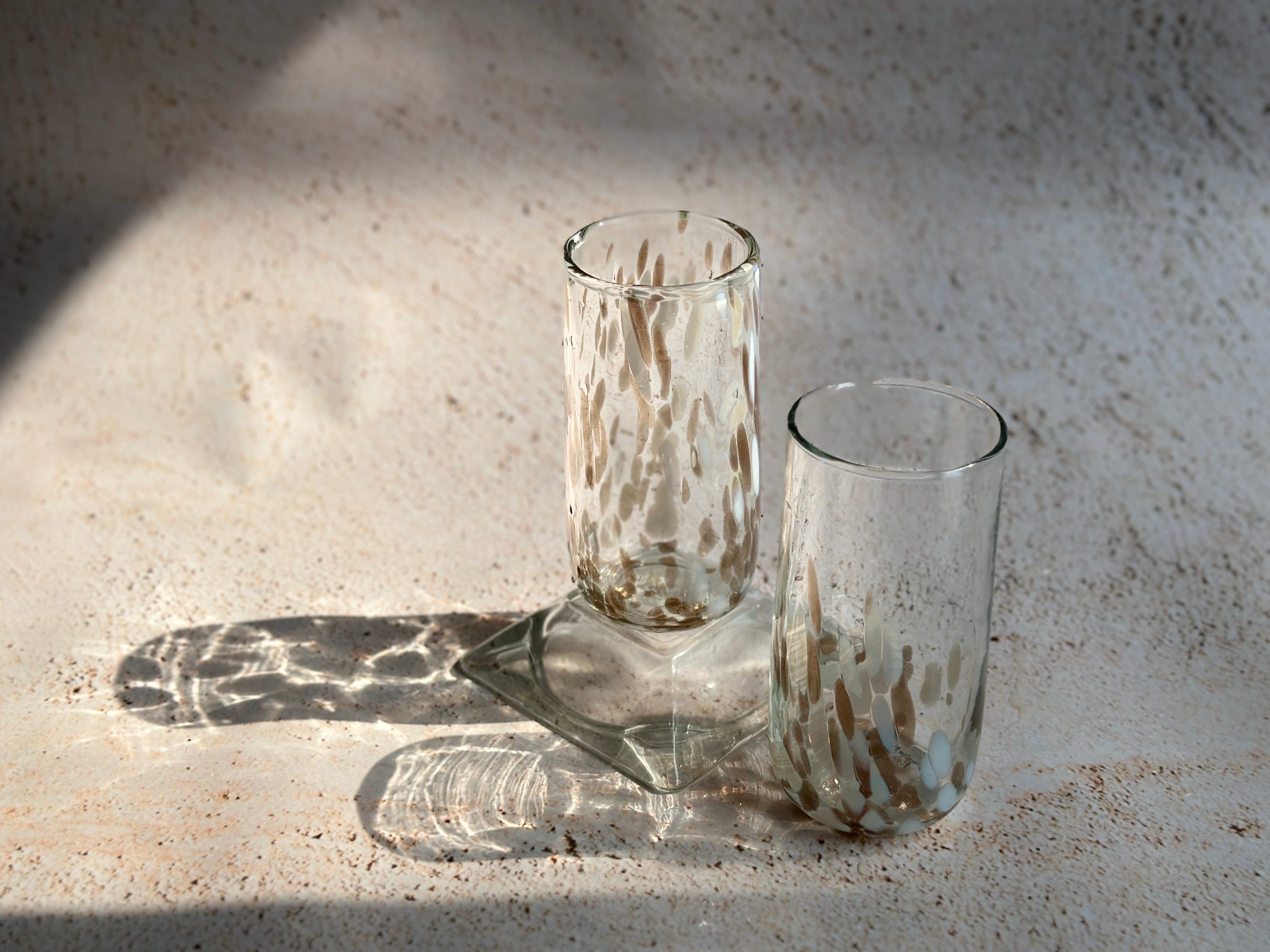 Vintage White & Gold Highball Glasses Set of 2