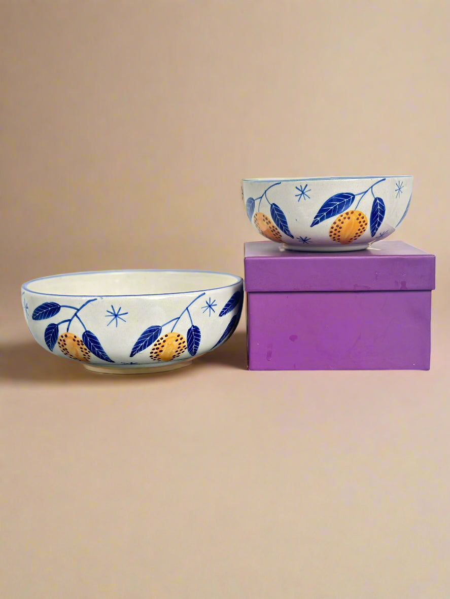 Italian Lemon Leafy Ceramic Bowl - ( Large & Small )