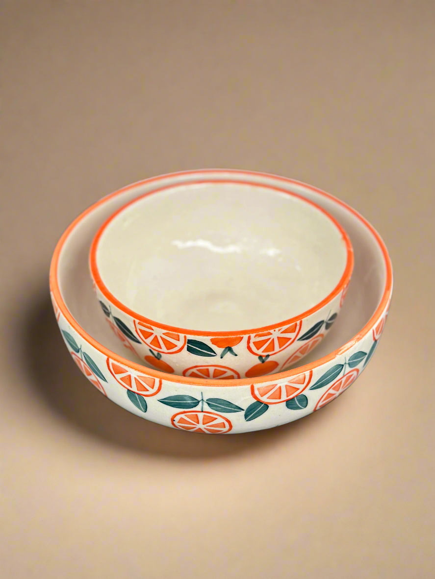 Narangi Orange Leaf Ceramic Bowl - (Large & Small)