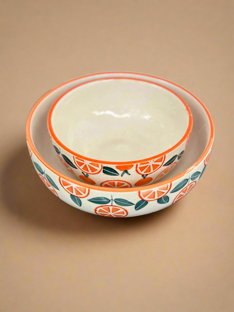 Narangi Orange Leaf Ceramic Bowl - (Large & Small)
