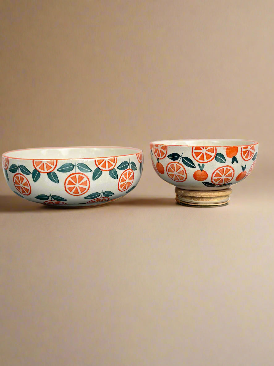 Narangi Orange Leaf Ceramic Bowl - (Large & Small)