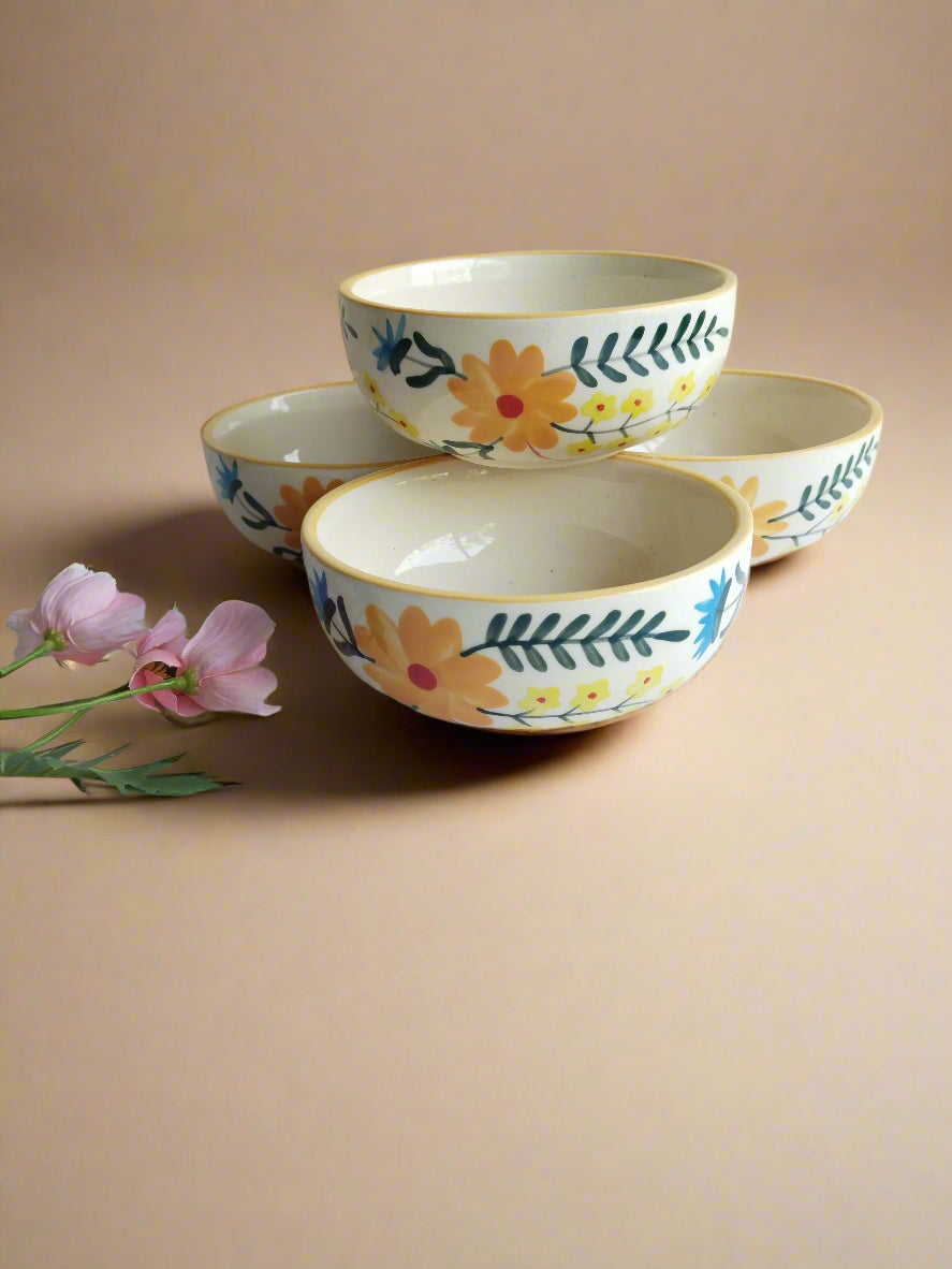Set - Floral Extravaganza Ceramic Small Bowls