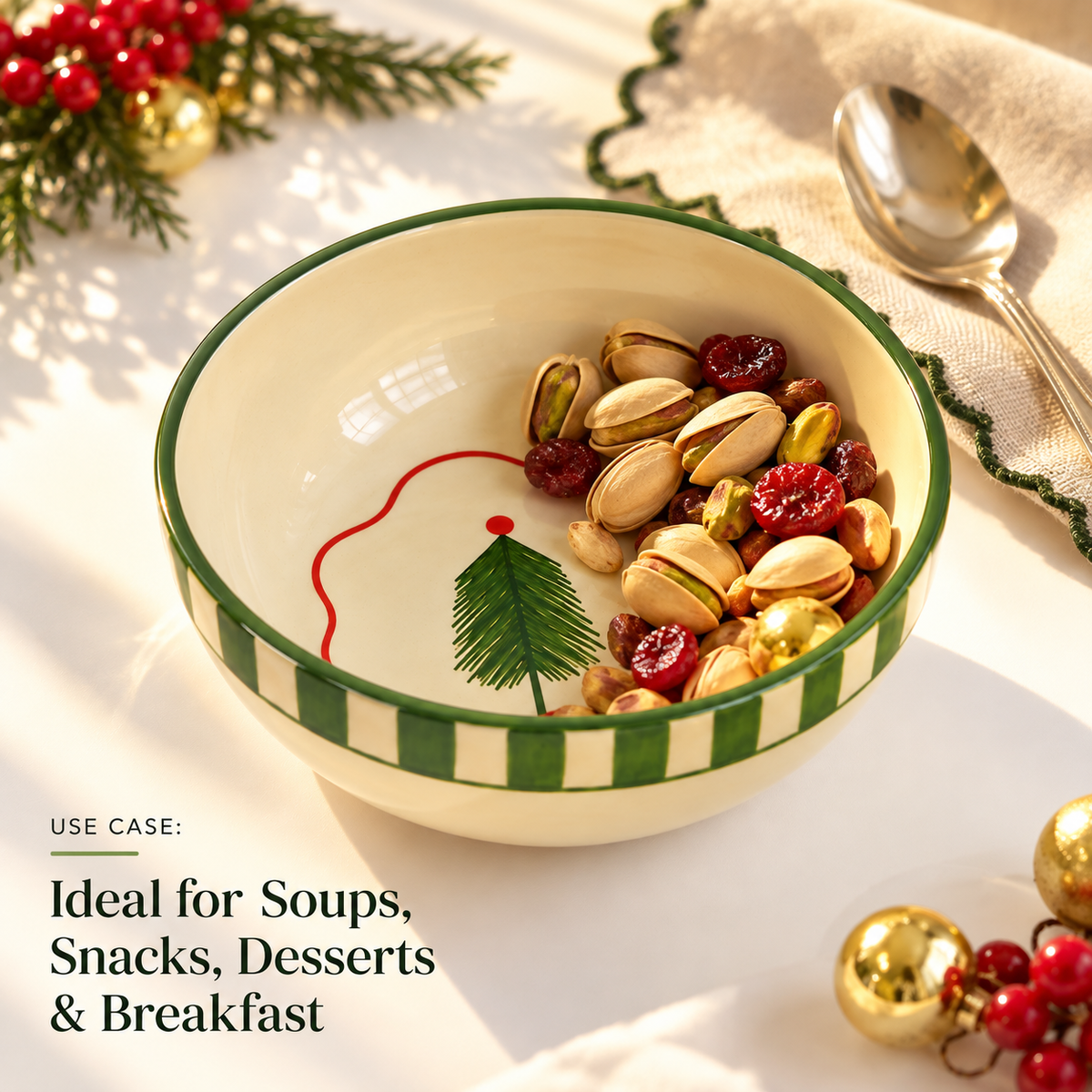 Christmas Tree Green Ceramic Small Bowl