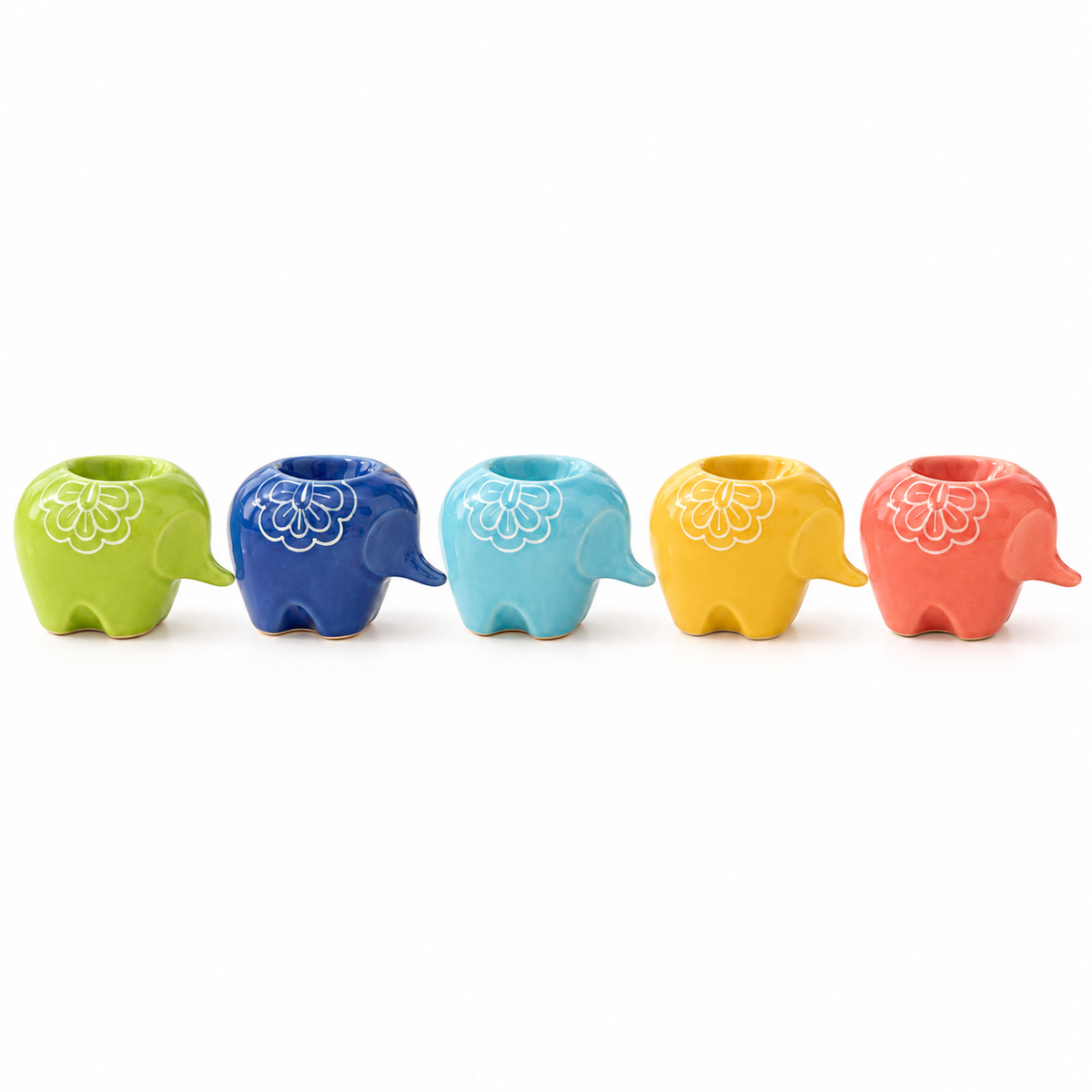 The Rainbow Elephant: Ceramic Diya (Assorted Pack of 5)