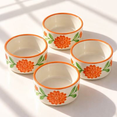 Marigold Mandi Ceramic Ramekin Bowls Set of 4