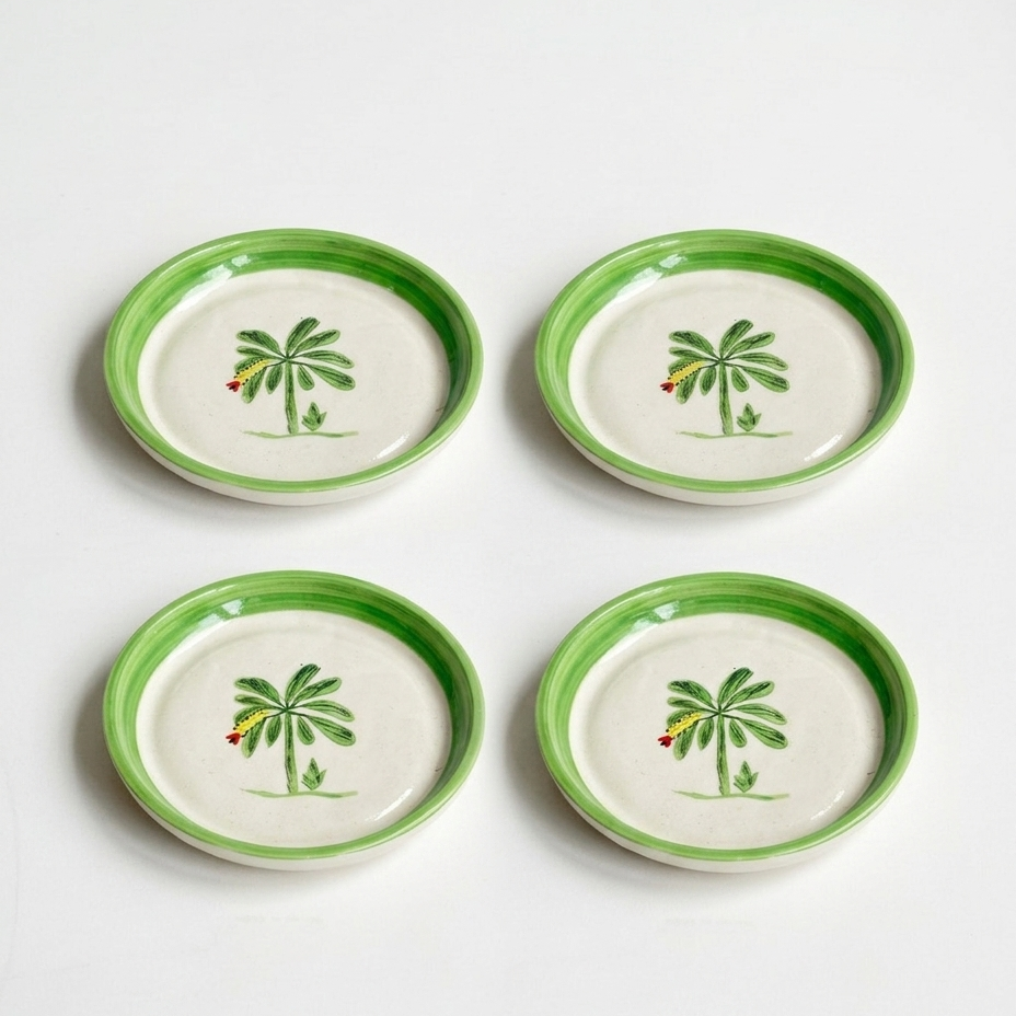 Banana Bloom Handpainted Ceramic Tapas Set of 4
