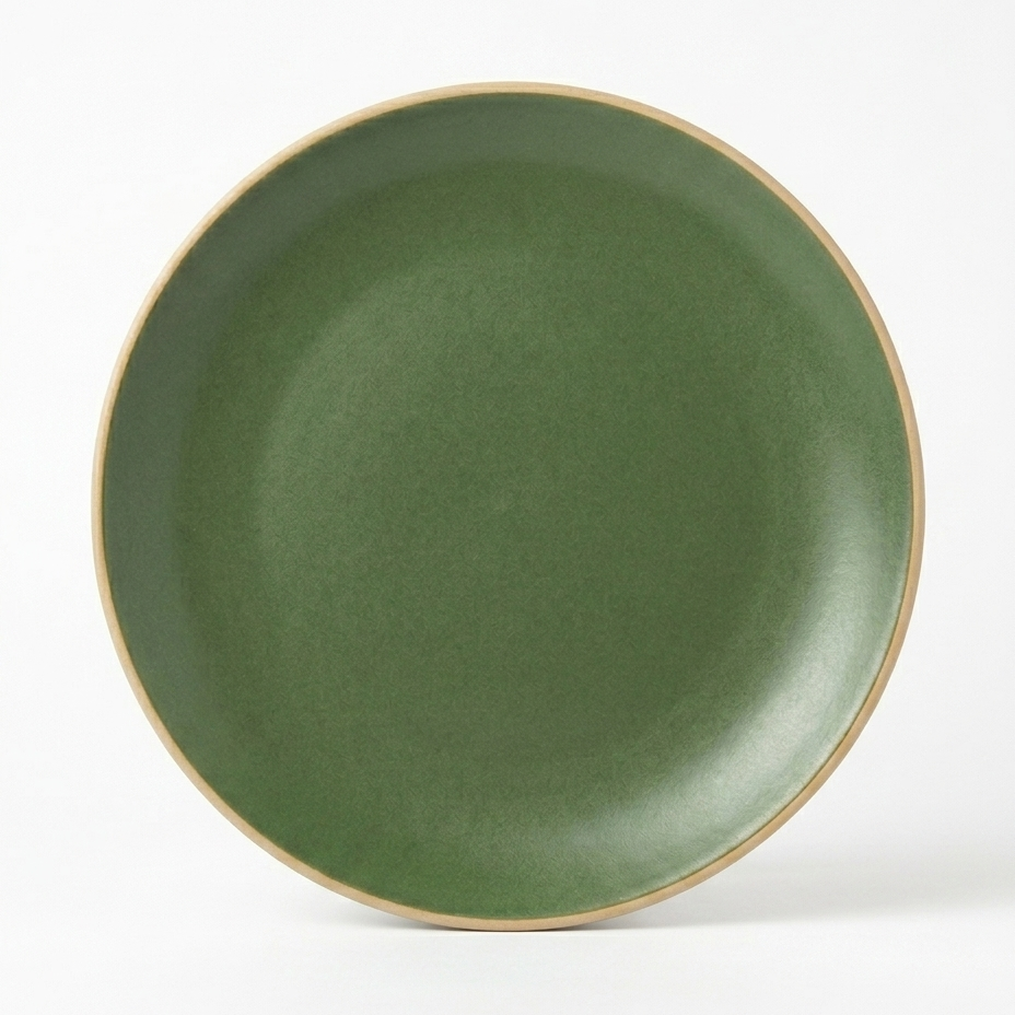 Handcrafted Earthy Green Ceramic Dinner Plate (Matte Finish) (10 Inches )