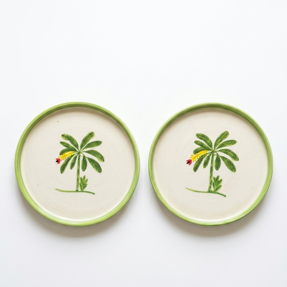 Banana Bloom Handpainted Ceramic Plates (8 Inches)