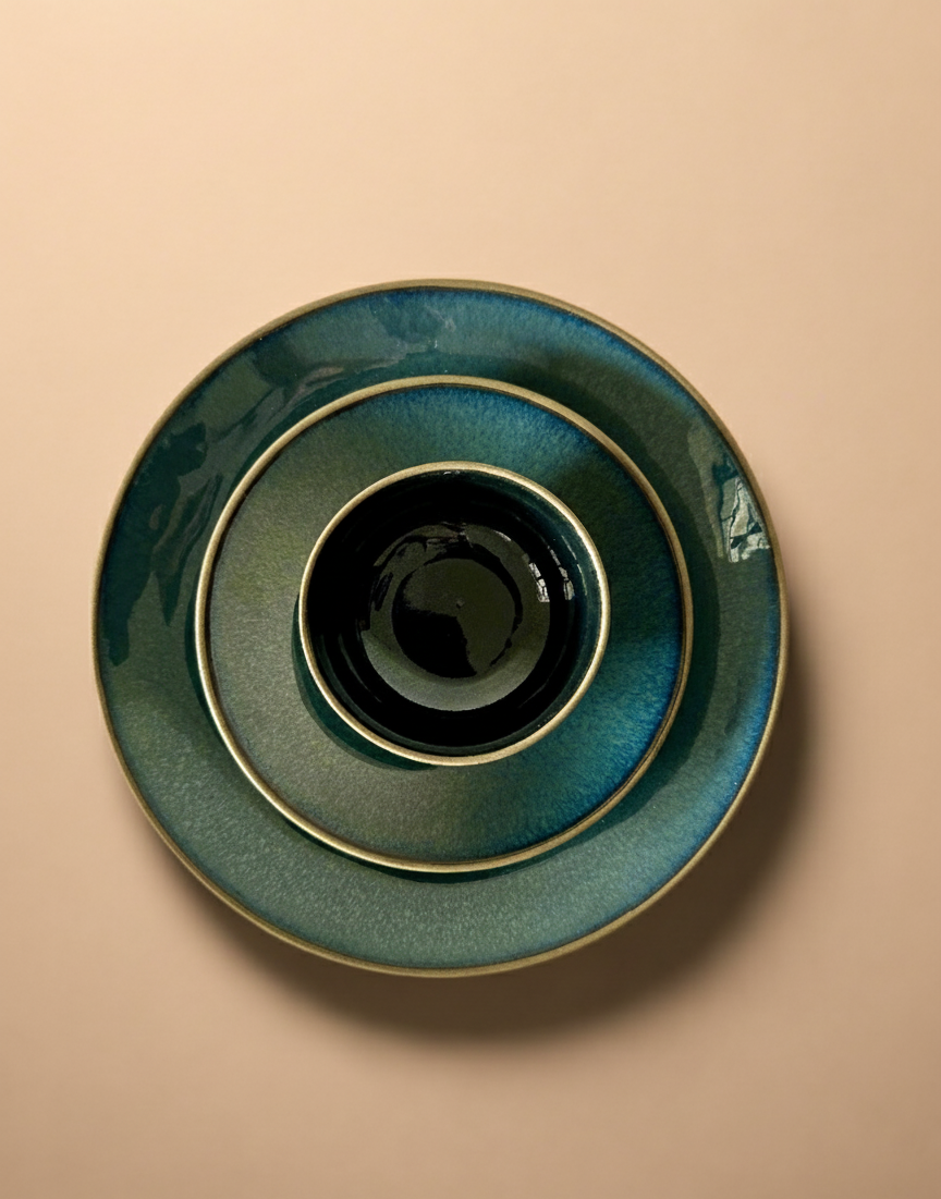 Ink Blue Dinner Set of 3 Glossy