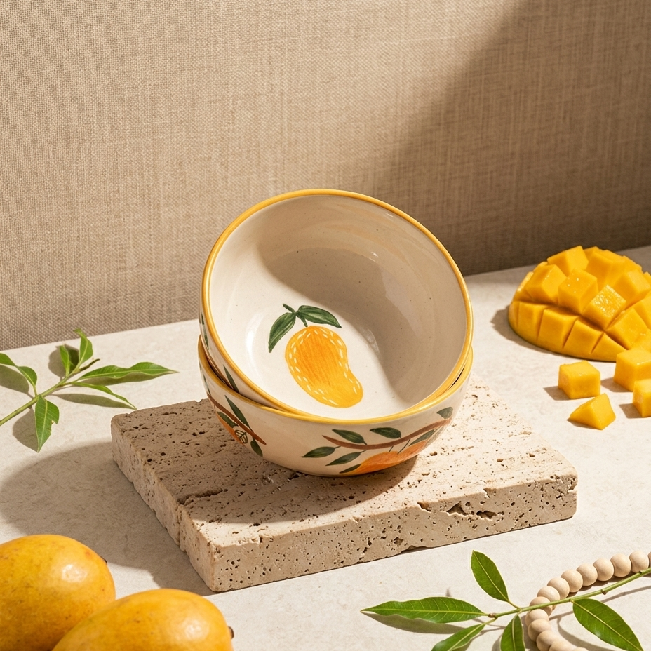 Mango Mehfil Handpainted Ceramic Small Bowl