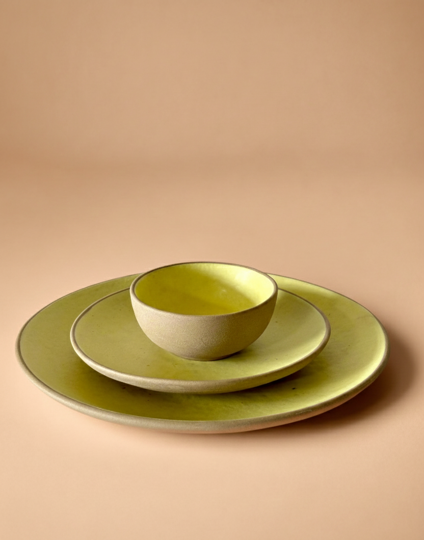 Lemon Yellow Dinner Set of 3 Matte