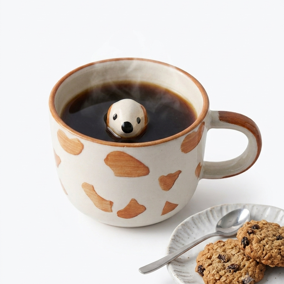 Cute Dog Surprise 3D Animal Ceramic Coffee Mug (240 ml )