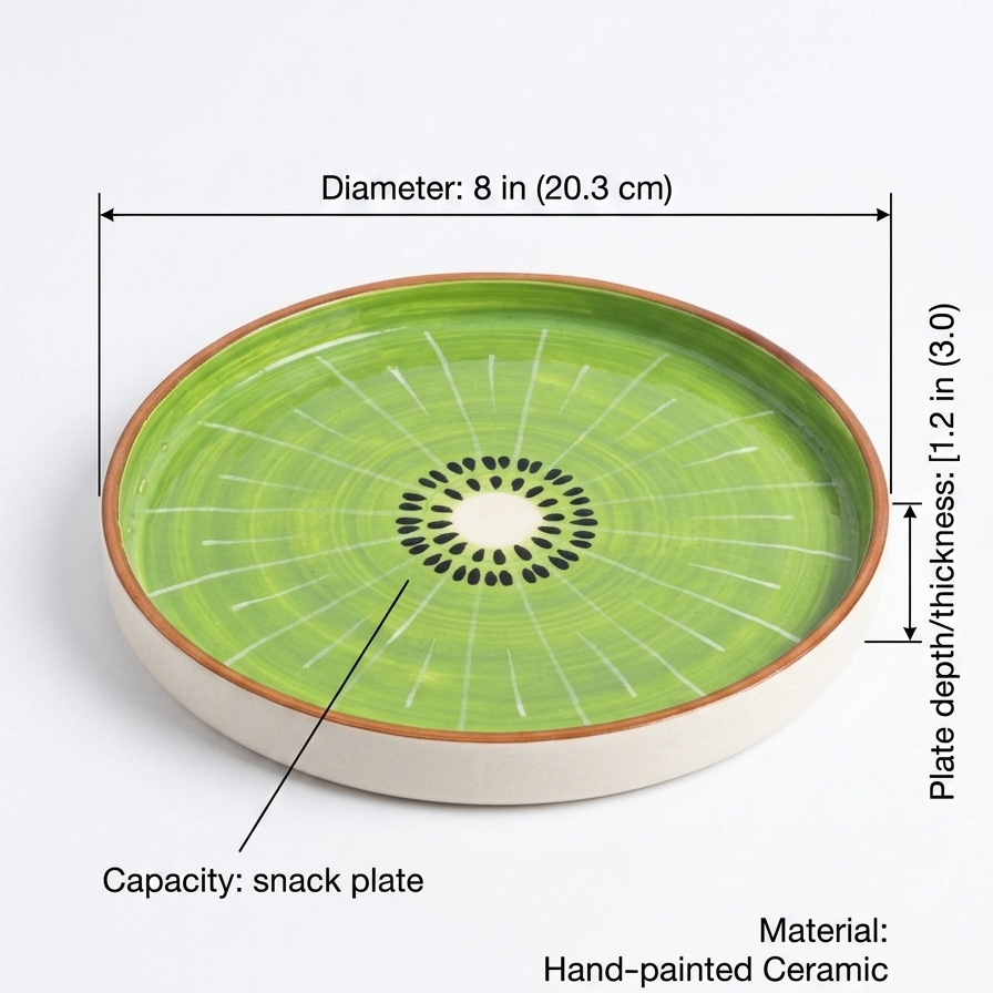 Kiwi Ceramic Snack Plate (8 inches)