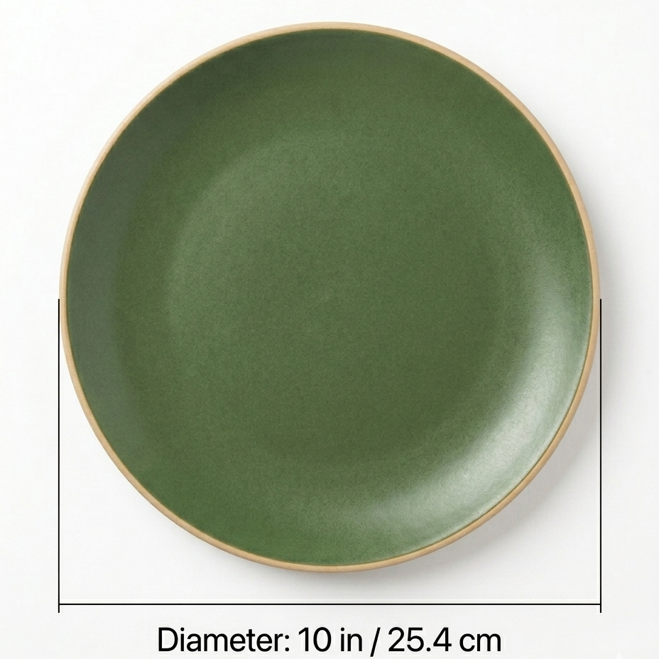Handcrafted Earthy Green Ceramic Dinner Plate (Matte Finish) (10 Inches )