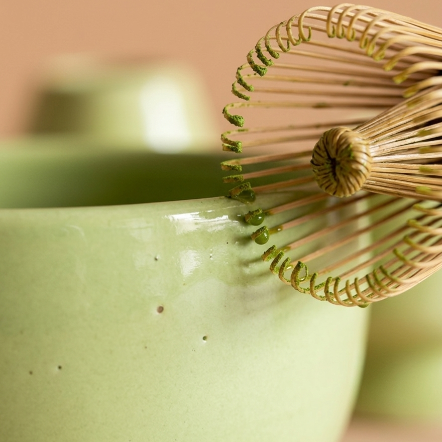 Pastel Green Matcha Bowl & Whisk Holder Set