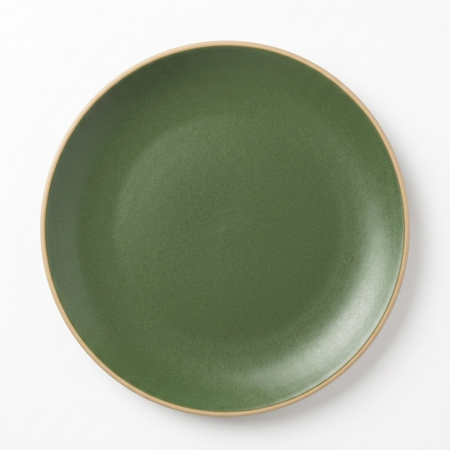 Handcrafted Earthy Green Ceramic Dinner Plate (Matte Finish) (10 Inches )