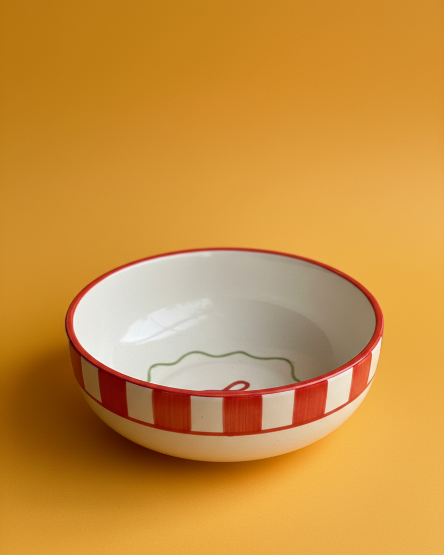 Candy Cane Bow Red Ceramic Set of 3