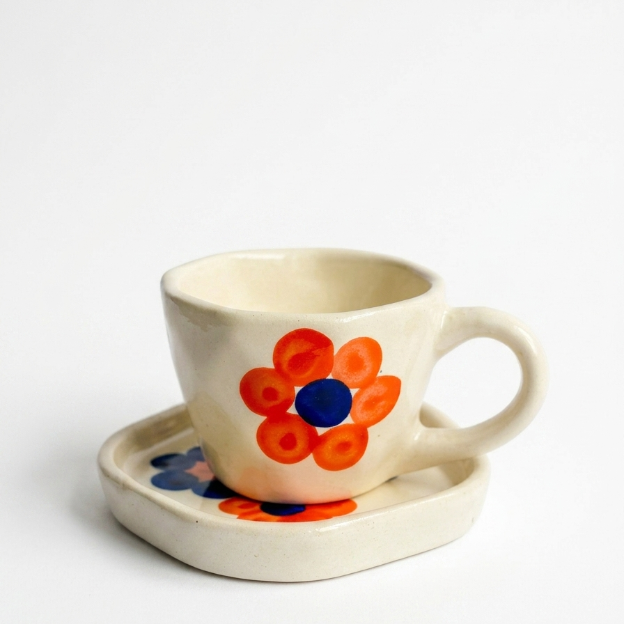 Orange Bubble Cup and Saucer