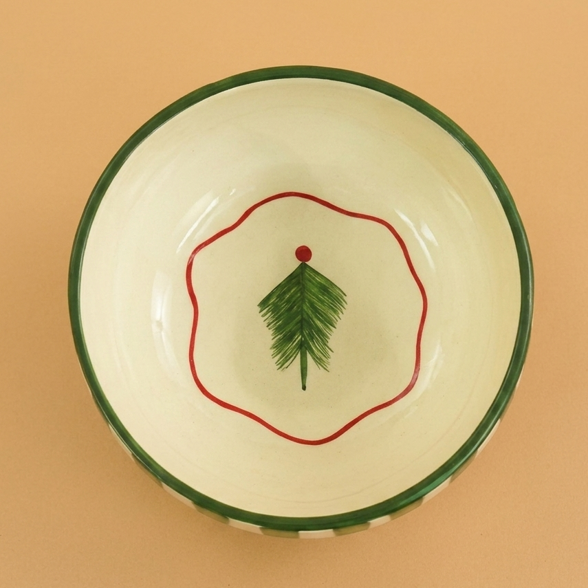 Set - Christmas Tree Green Ceramic Small Bowl