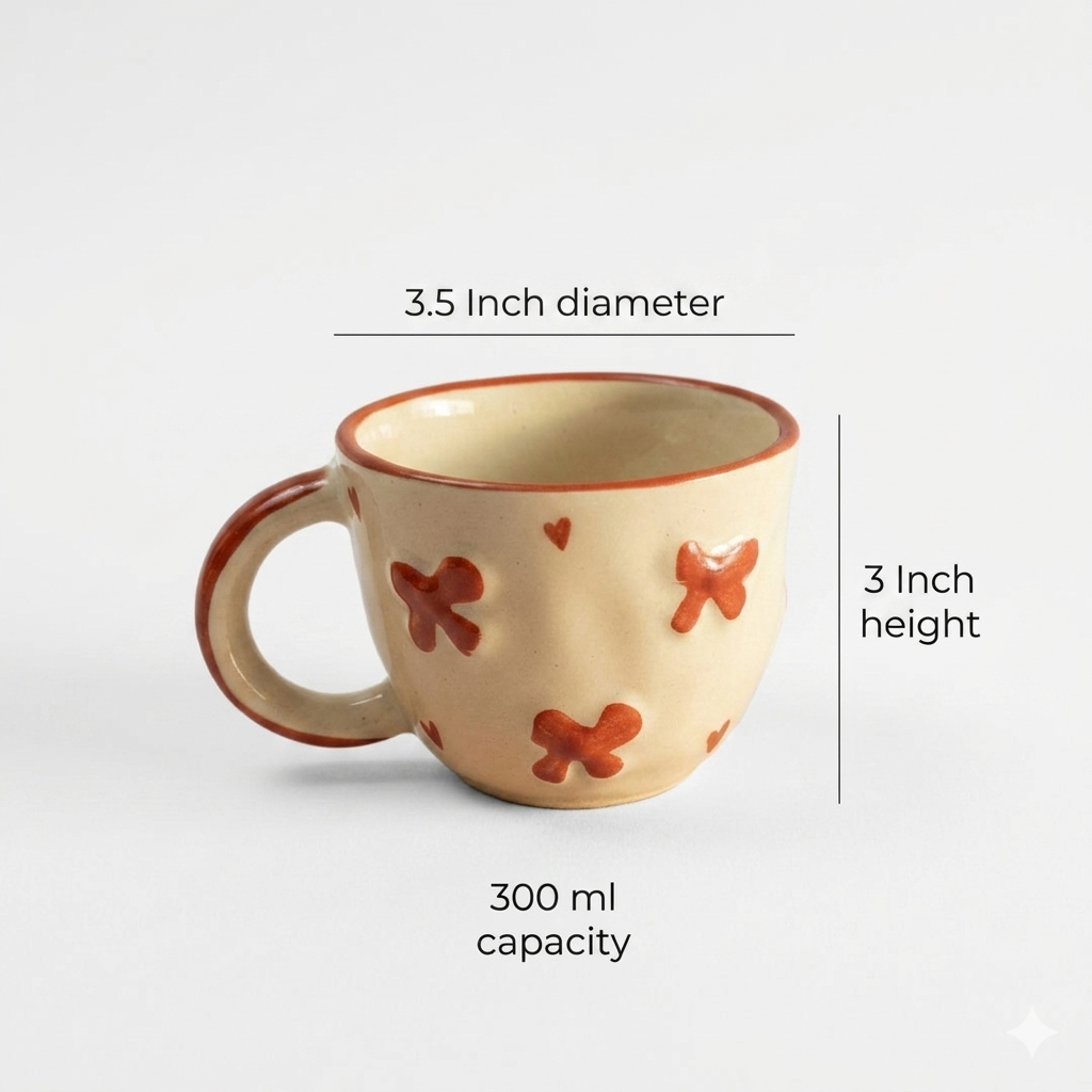 Red Heart Bow Ceramic Coffee Mug