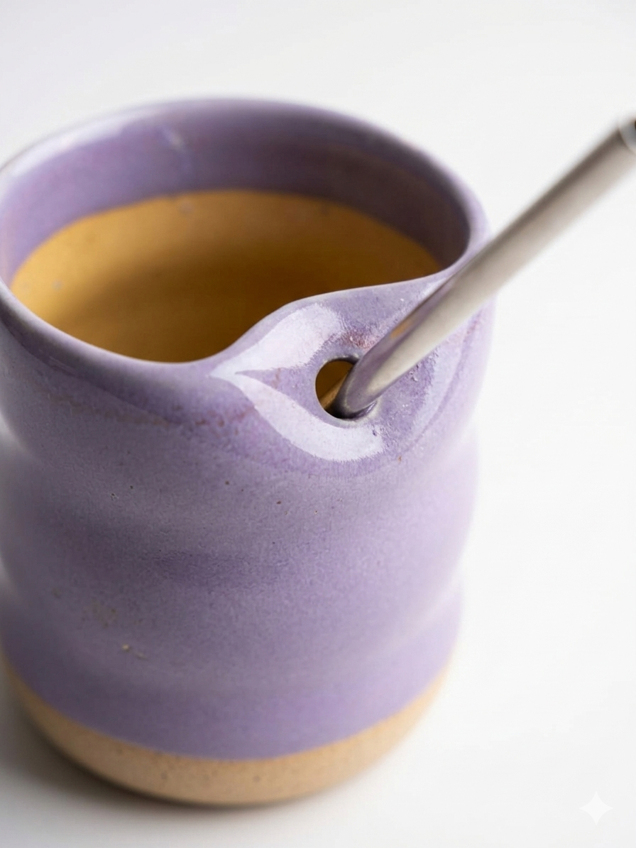 Lavender Ceramic Glass with Straw