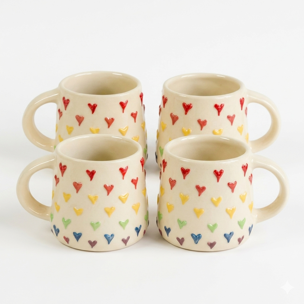 Embossed Rainbow Heart Mug