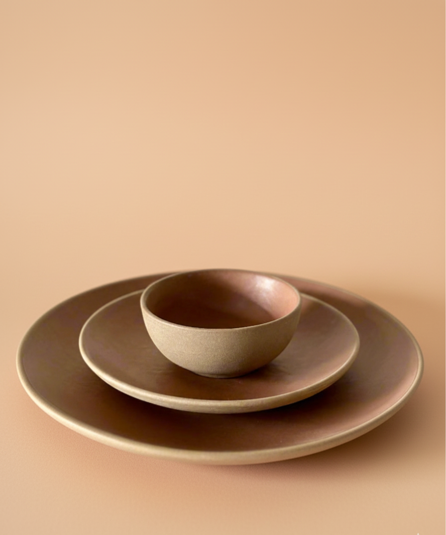 Terracotta Brown Dinner Set of 3 Matte