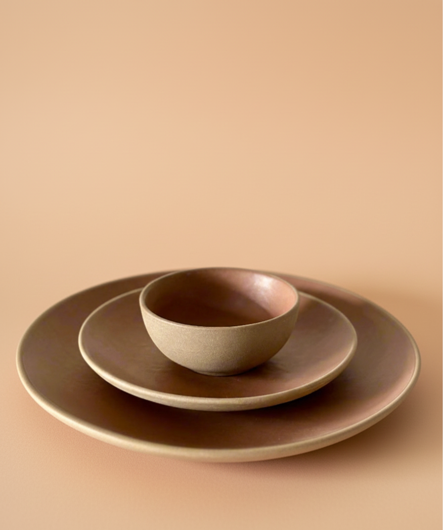Terracotta Brown Dinner Set of 3 Matte