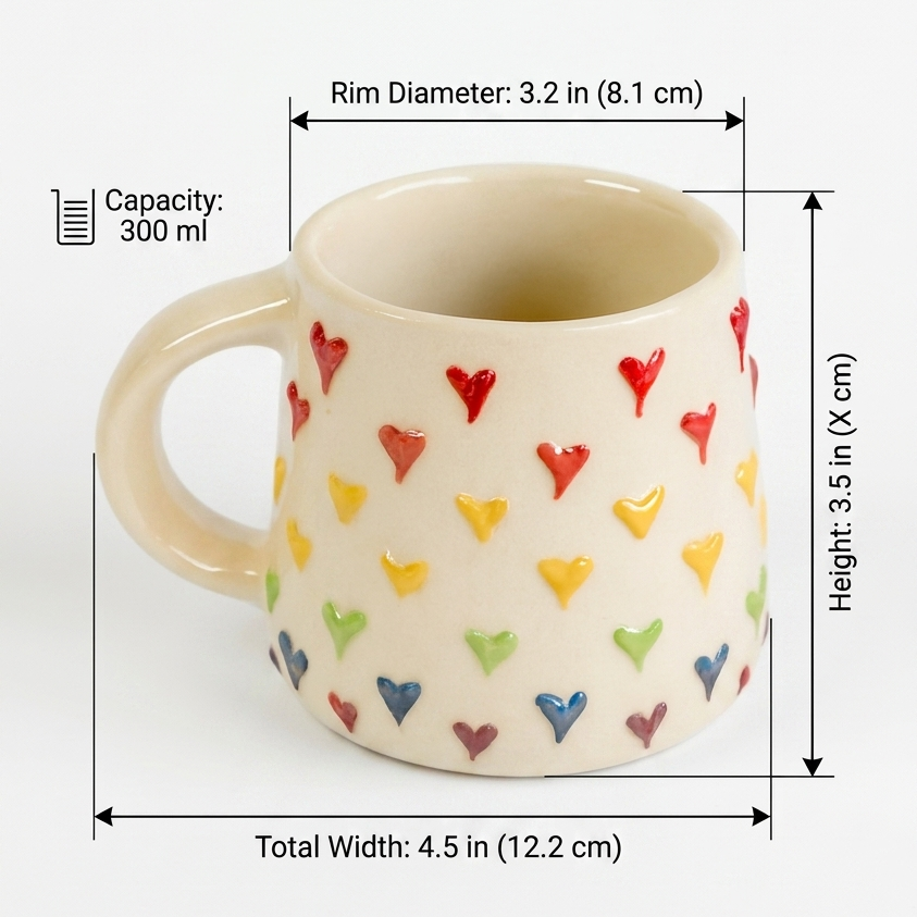 Embossed Rainbow Heart Mug
