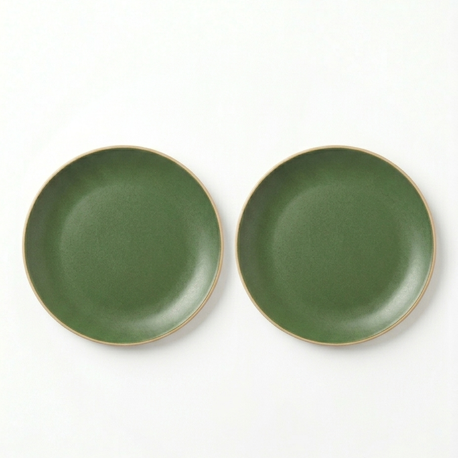 Handcrafted Earthy Green Ceramic Dinner Plate (Matte Finish) (10 Inches )