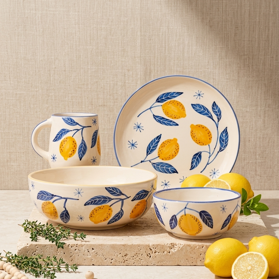 Italian Lemon Summer Breakfast Set of 4