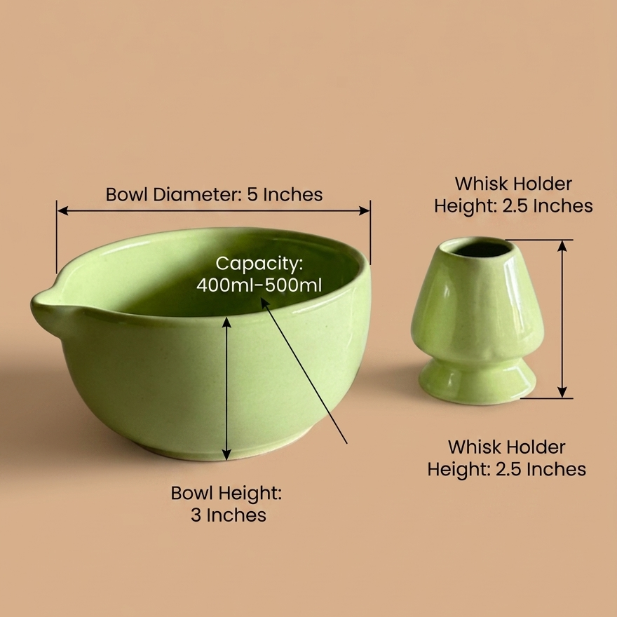 Pastel Green Matcha Bowl & Whisk Holder Set