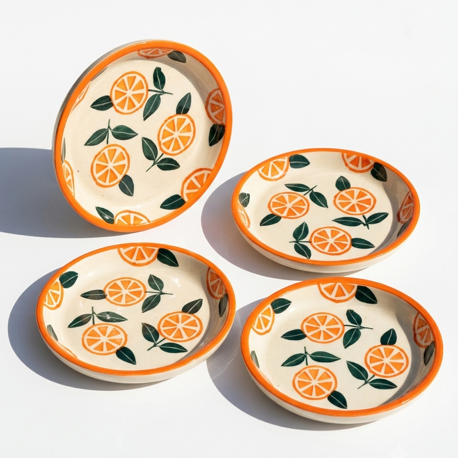 Narangi Orange Ceramic Ceramic Tapas Set of 4