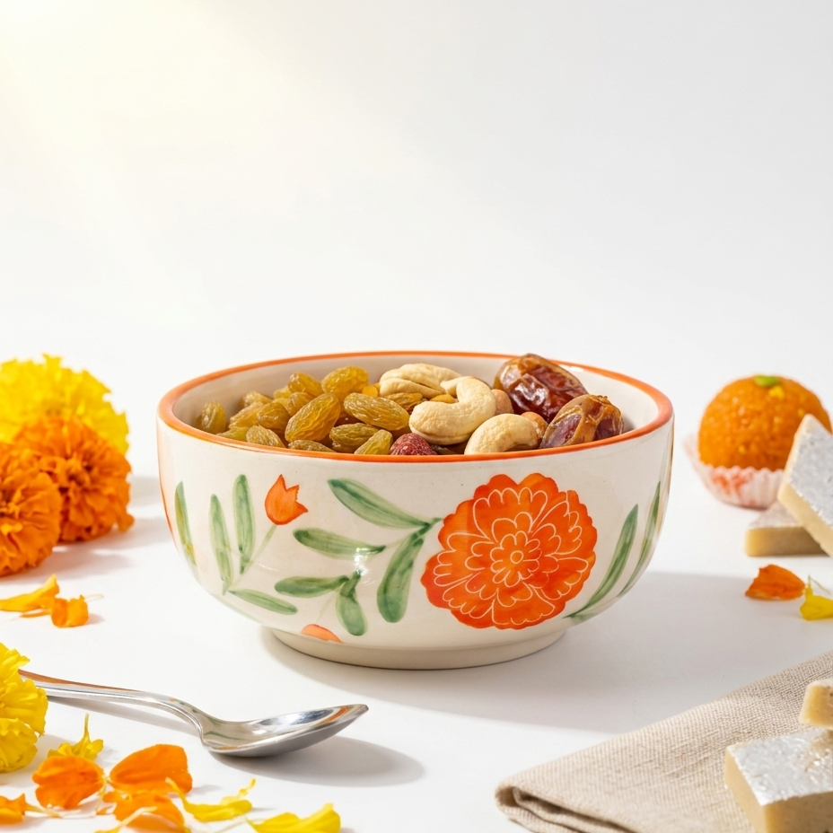 Marigold Mandi Handpainted Ceramic Small Bowl