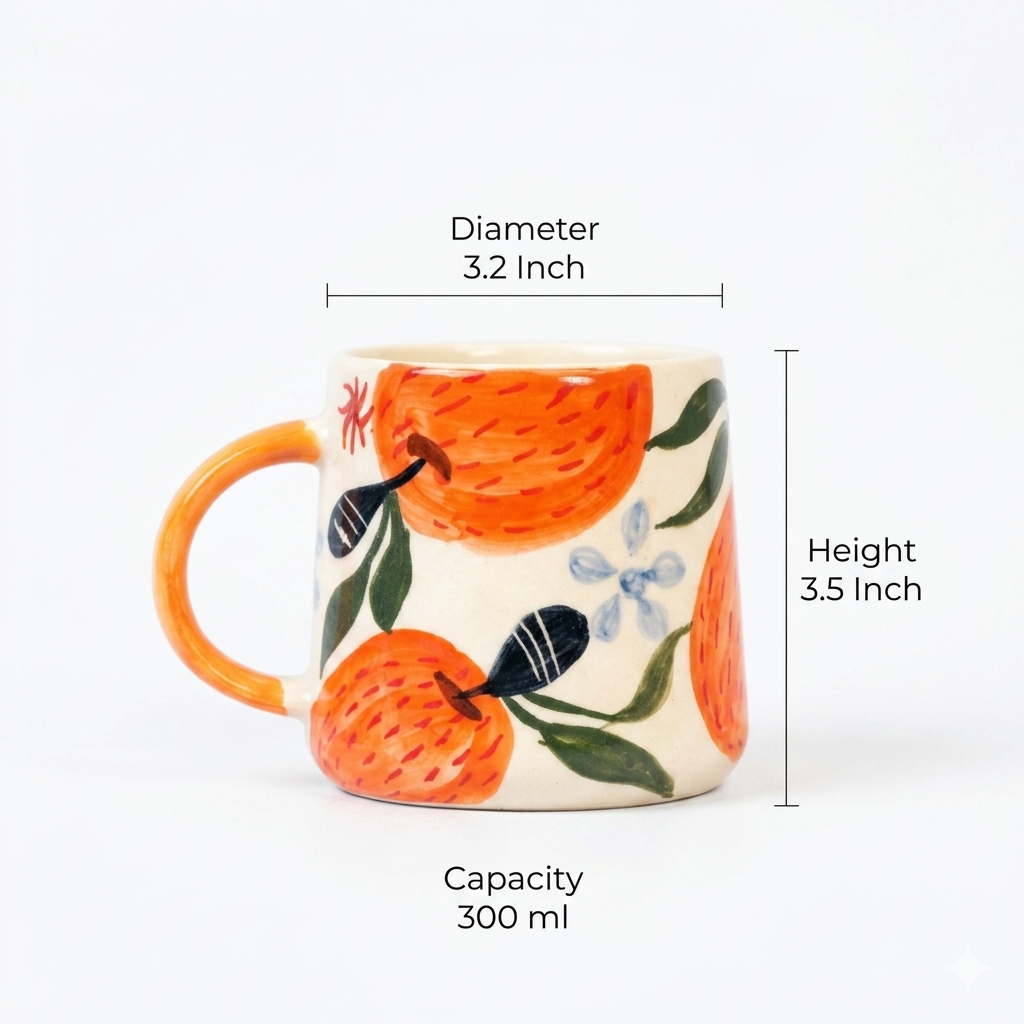 Fresh Orange Charm : Artistic Ceramic Mugs (300 ml)