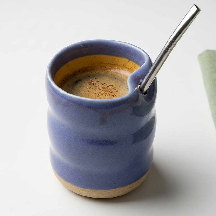 Lavender Ceramic Glass with Straw