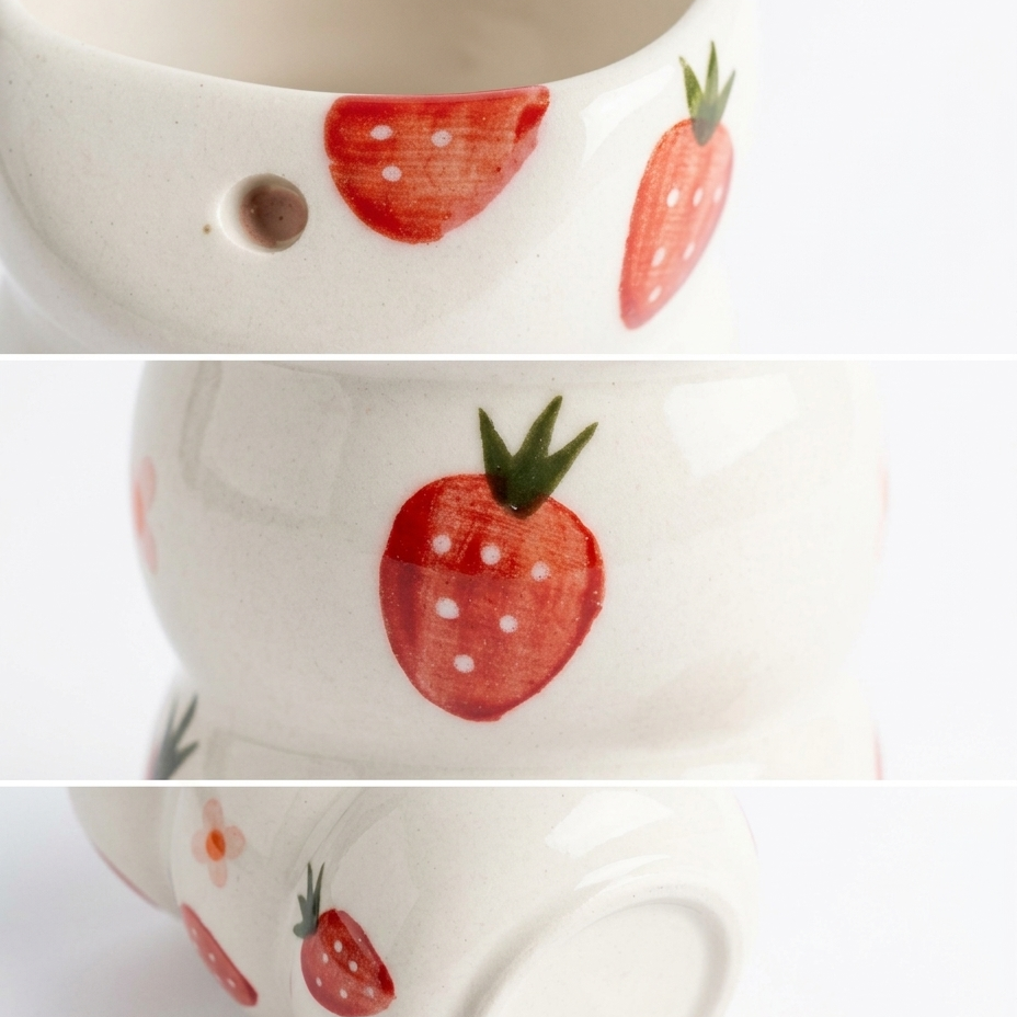 Strawberry Hand‑Painted Ceramic Glass – Without Straw