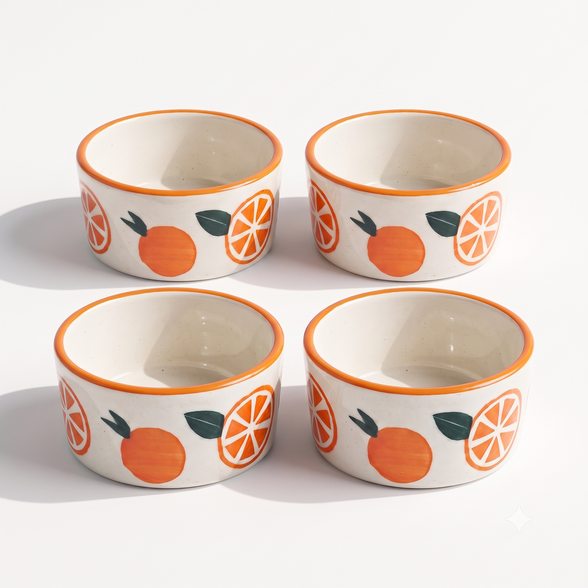 Narangi Orange Ceramic Ramekin Bowls Set of 4