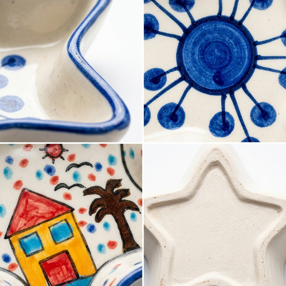 Hand-Painted Star Shape Ceramic Snack Platter (Set of 2)