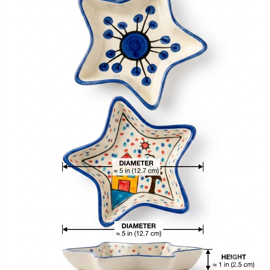 Hand-Painted Star Shape Ceramic Snack Platter (Set of 2)