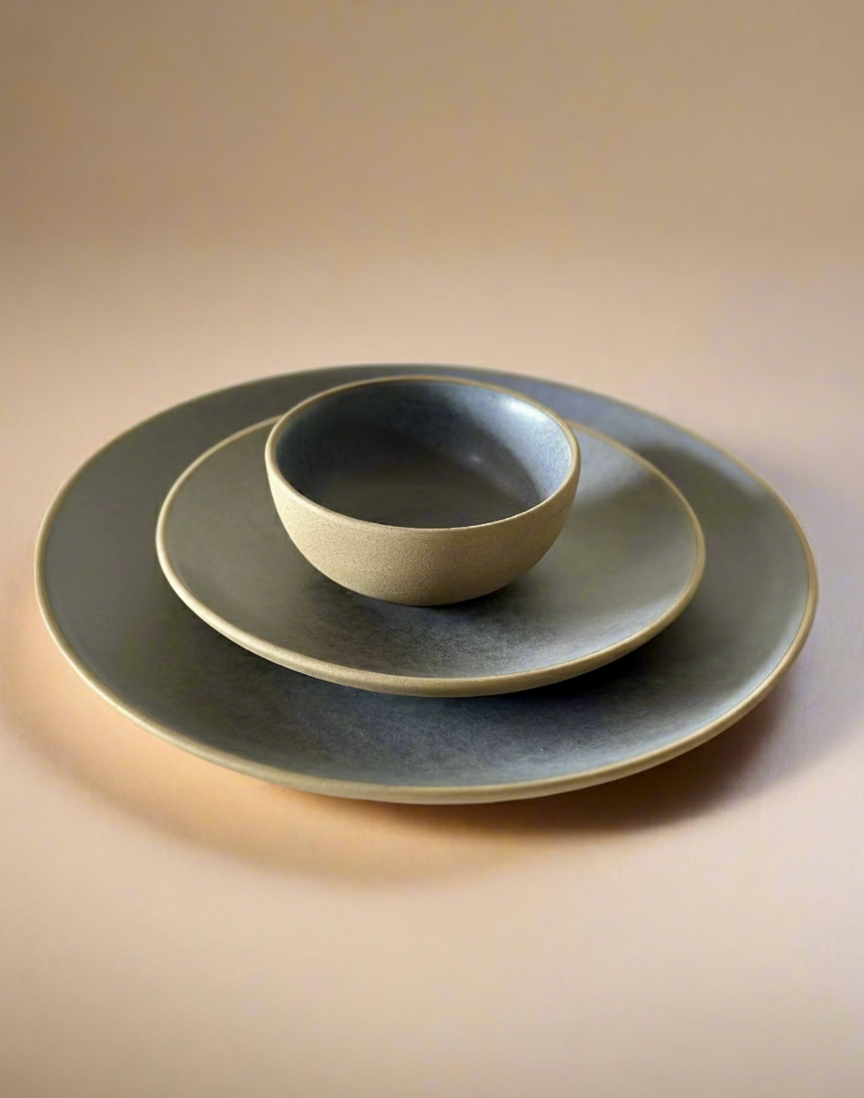 Ocean Grey Dinner Set of 3 Matte