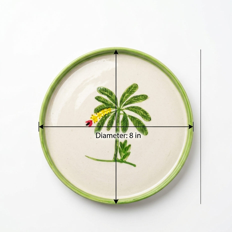 Banana Bloom Handpainted Ceramic Plates (8 Inches)