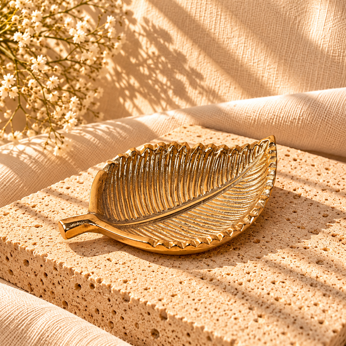 Gold Beetle Leaf Inspired Decorative Plate