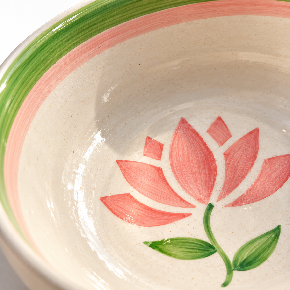 Lucky Lotus Handpainted Ceramic Small Bowl
