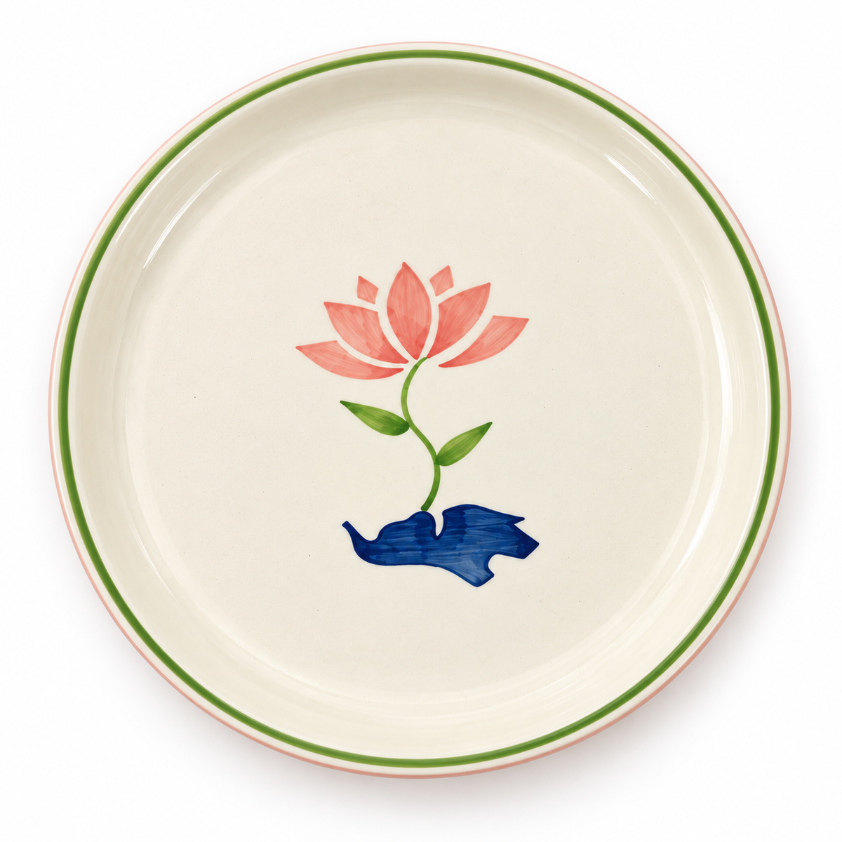 Lucky Lotus Handpainted Ceramic Plates (8 Inches)
