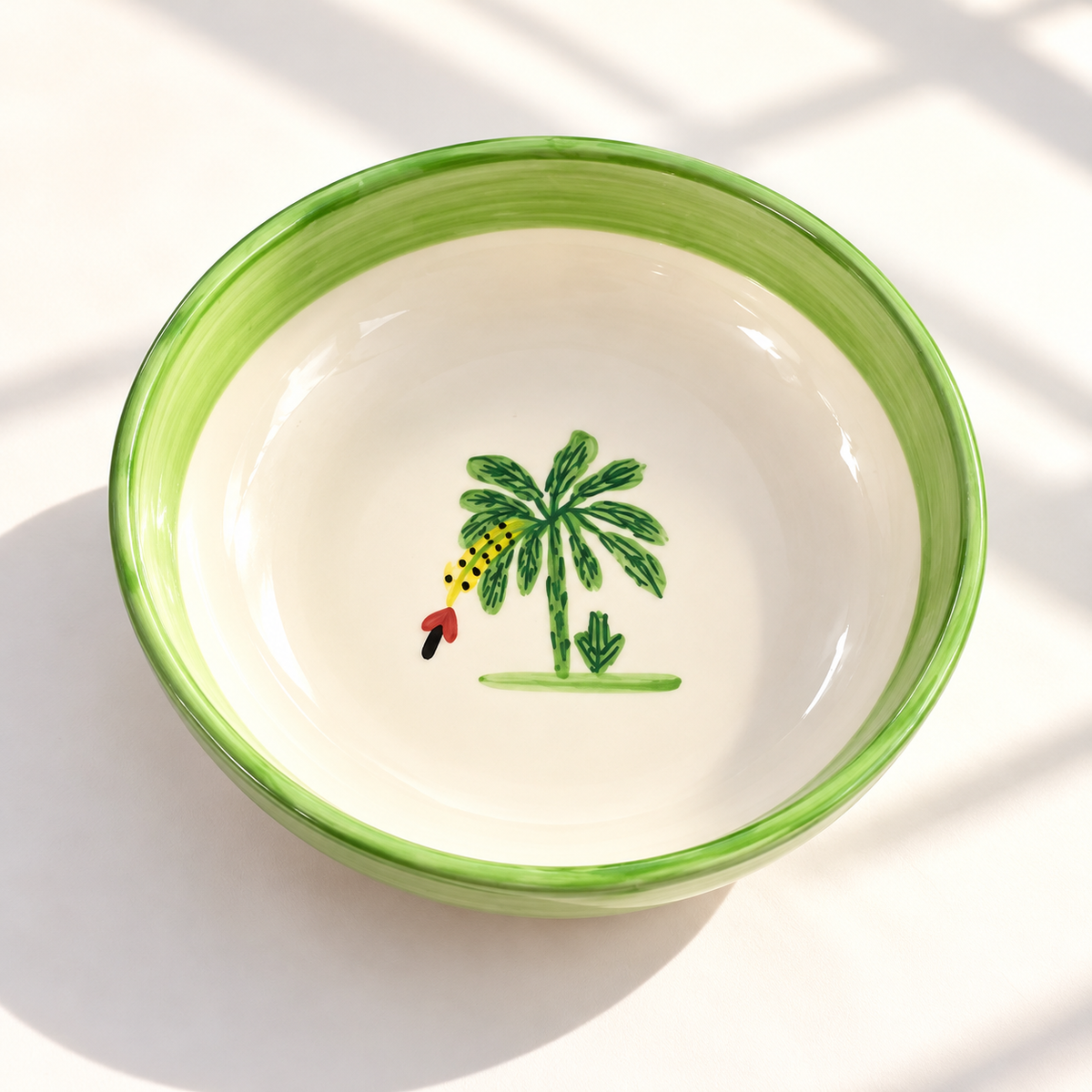Banana Bloom Handpainted Ceramic Shallow Bowl - Large (7.5 x 2 Inches)