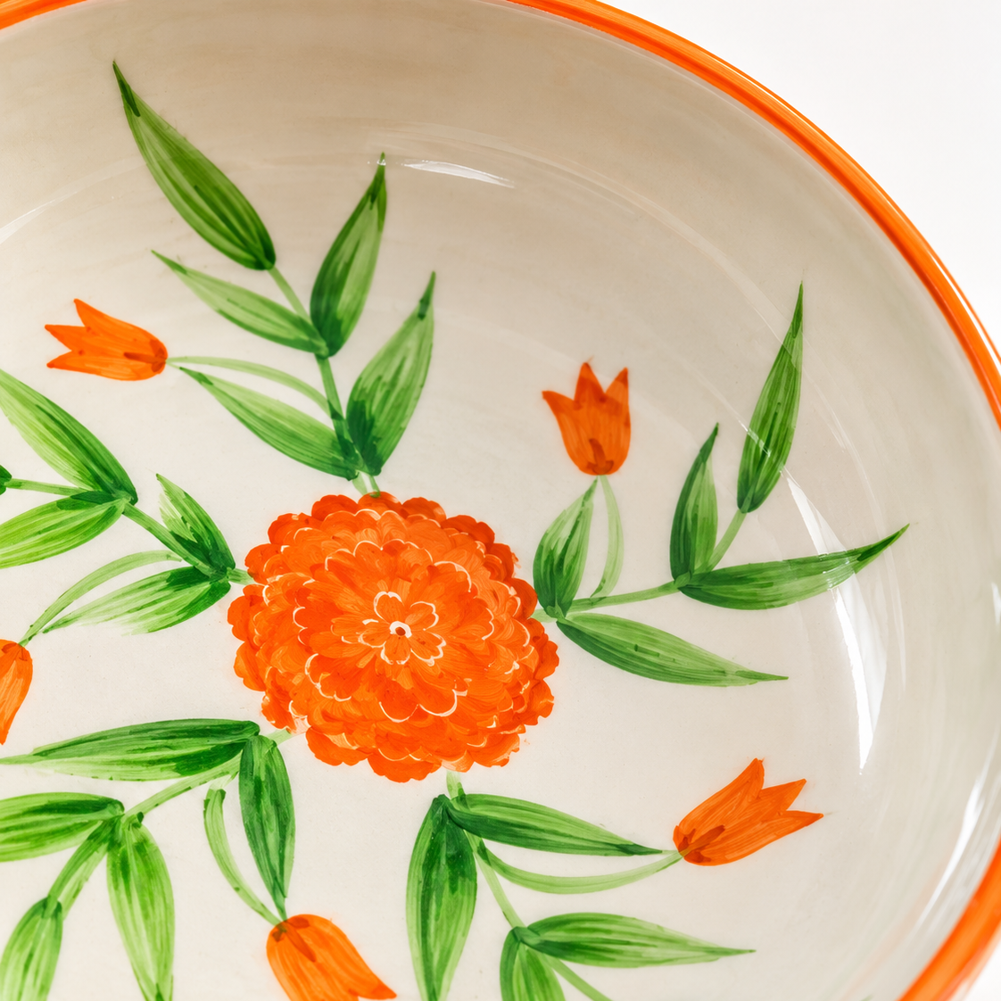 Marigold Mandi Ceramic Shallow Bowl - Large (7.5 x 2 Inches)