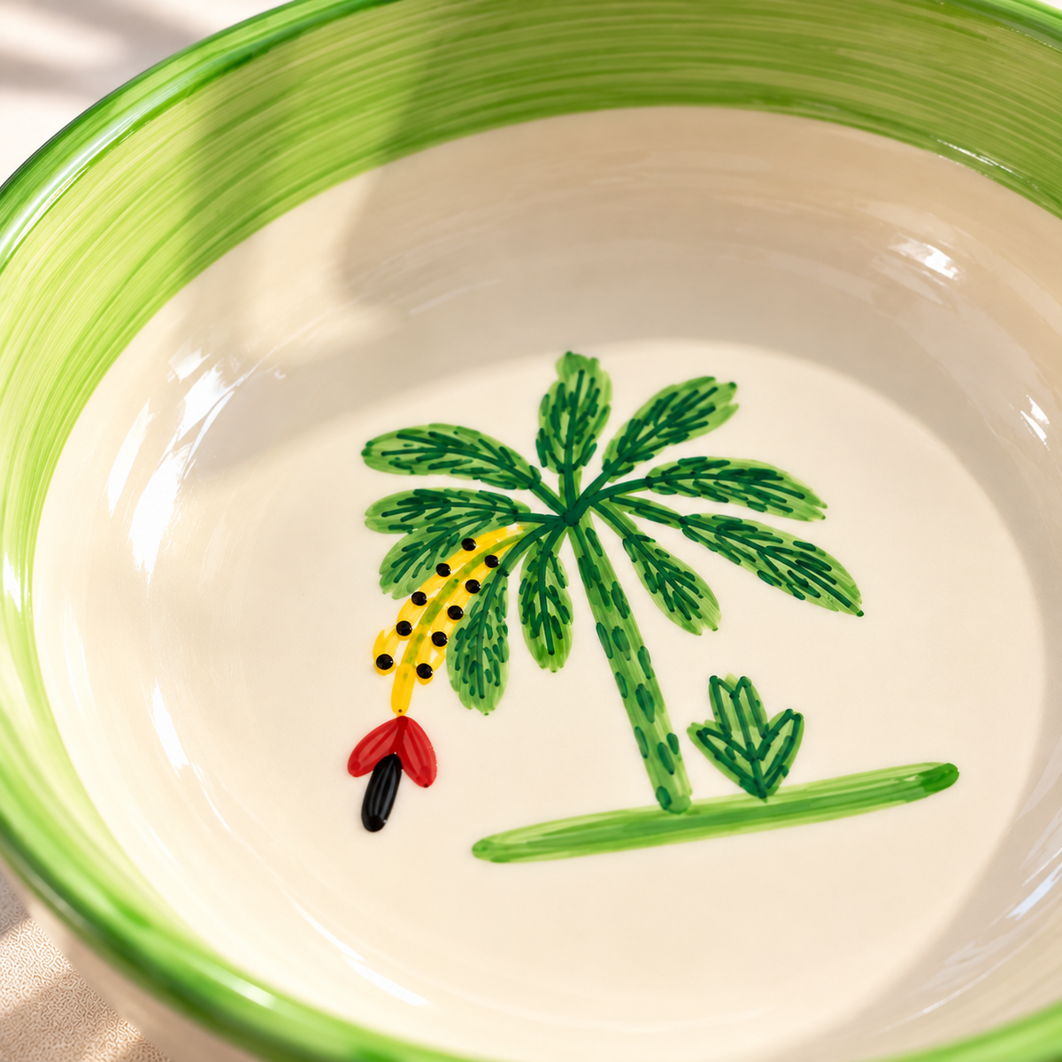 Banana Bloom Handpainted Ceramic Shallow Bowl - Large (7.5 x 2 Inches)