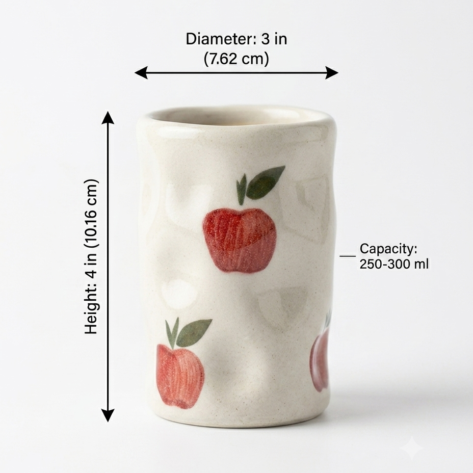 Handmade Ceramic Apple Tumbler – Cute Pinch Pot Aesthetic Coffee Mug
