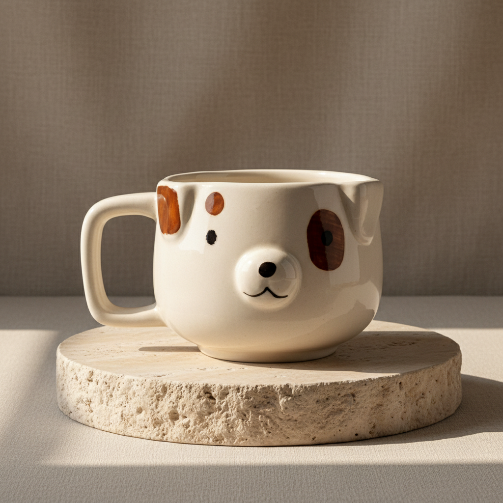 Cute Ceramic Dog Mug with 3D Ears (300 ml )